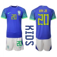 Brasilien Vinicius Junior #20 Udebanesæt Børn VM 2022 Kortærmet (+ Korte bukser)